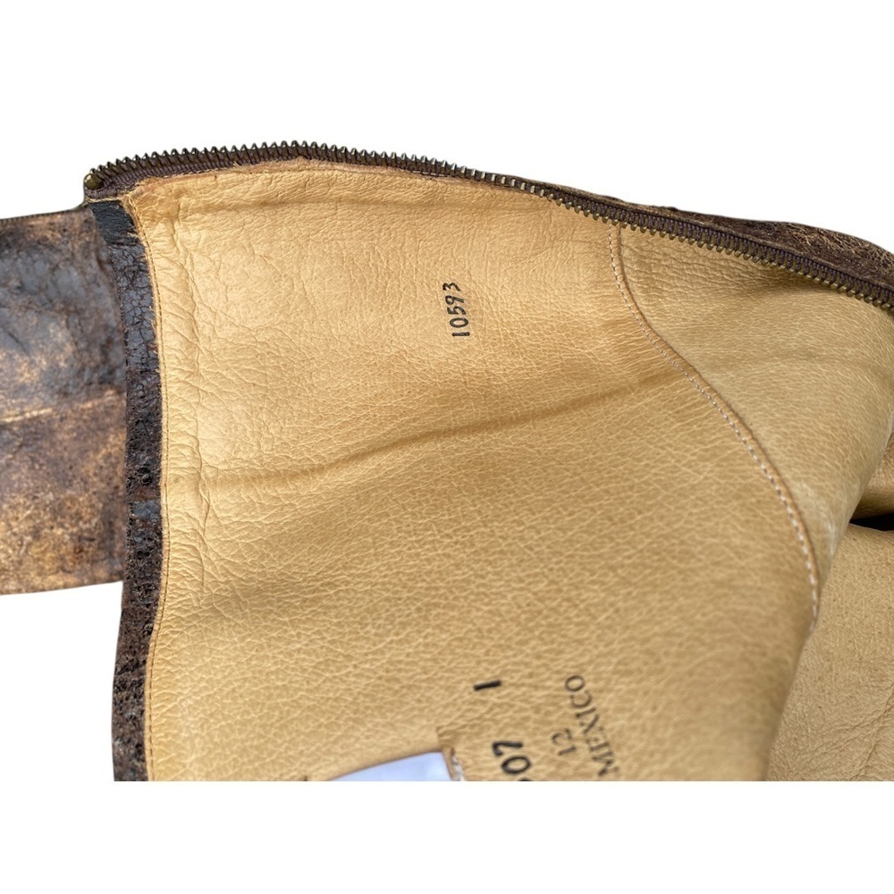 Frye Brown‎ Combat Moto Boots Distressed Leather - Picture 10 of 10